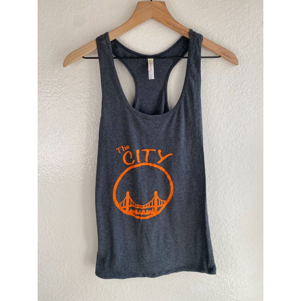 EEVEE Womens XL The City San Francisco Golden Gate Bridge Racerback Tank Gray